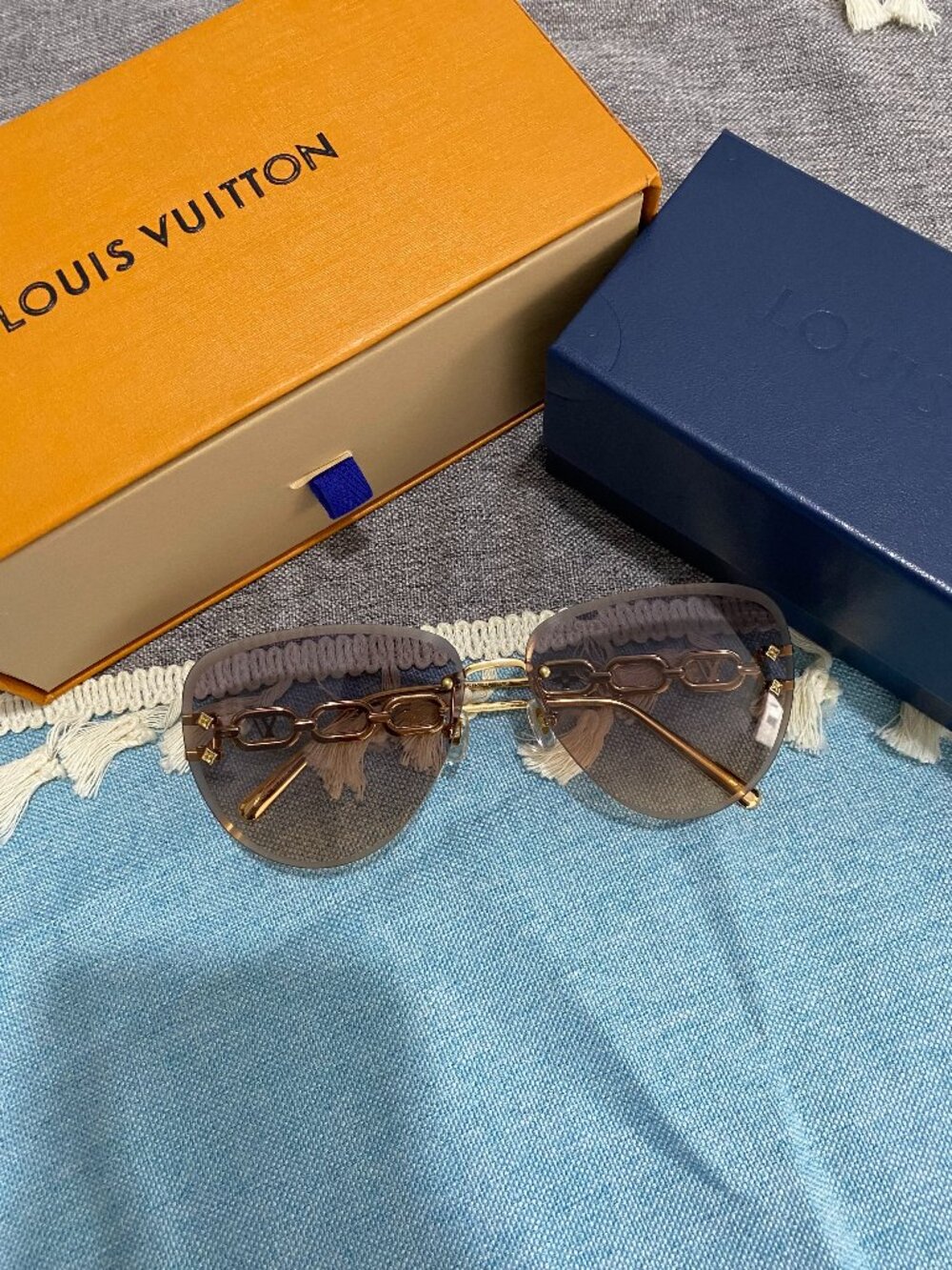 Louis Vuitton Rimless Cat-Eye Chain Sunglasses